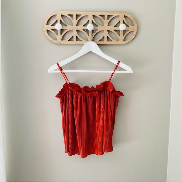 Madewell Nicole Pleated Ruffle Tank Rust Sz Small - Picture 1 of 8